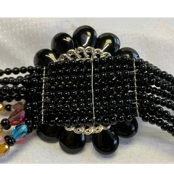 Joan Rivers,Starlet Black, Multicolor Flowers, Beaded Necklace, Excellent Cond. - Picture 5 of 13